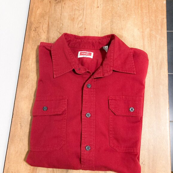 2 FOR $15 Men's Wrangler Button Down Workshirt, Red / Maroon , Size L - Picture 7 of 15